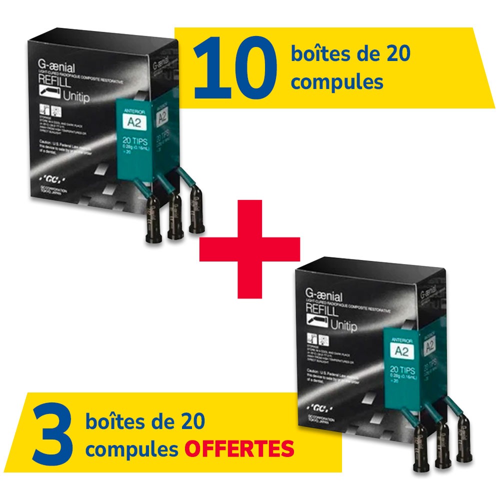 10 boîtes de 20x0,16 ml compules G-aenial + 3 offertes