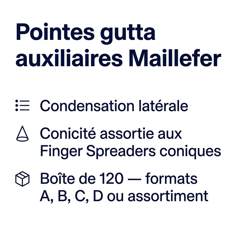 Pointes de gutta auxiliaires pour condensation latérale - boîte de 120
