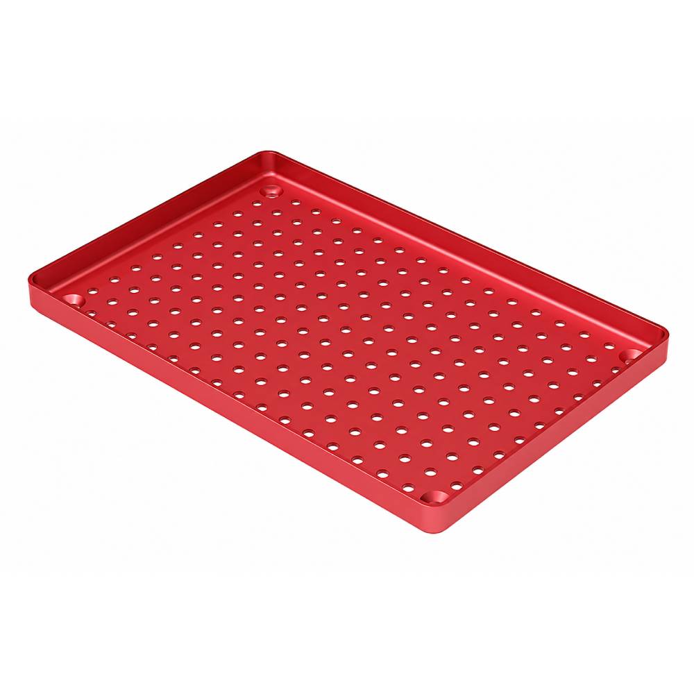 Plateaux aluminium perfores - 28 x 18 cm - rouge