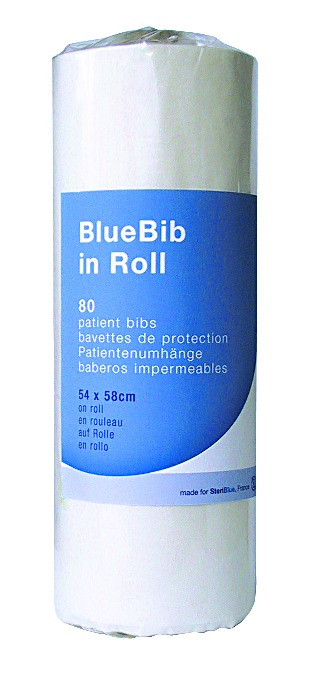 Bavettes Bluebib On Roll STERIBLUE - Blanc - Boîte de 80