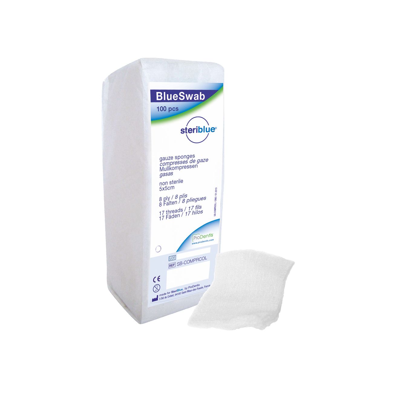 Compresses non stériles Blueswab bleues lot de 1000