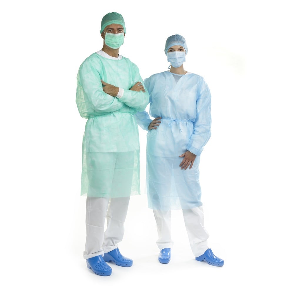 Blouses stériles standard vertes avec poignets (50)