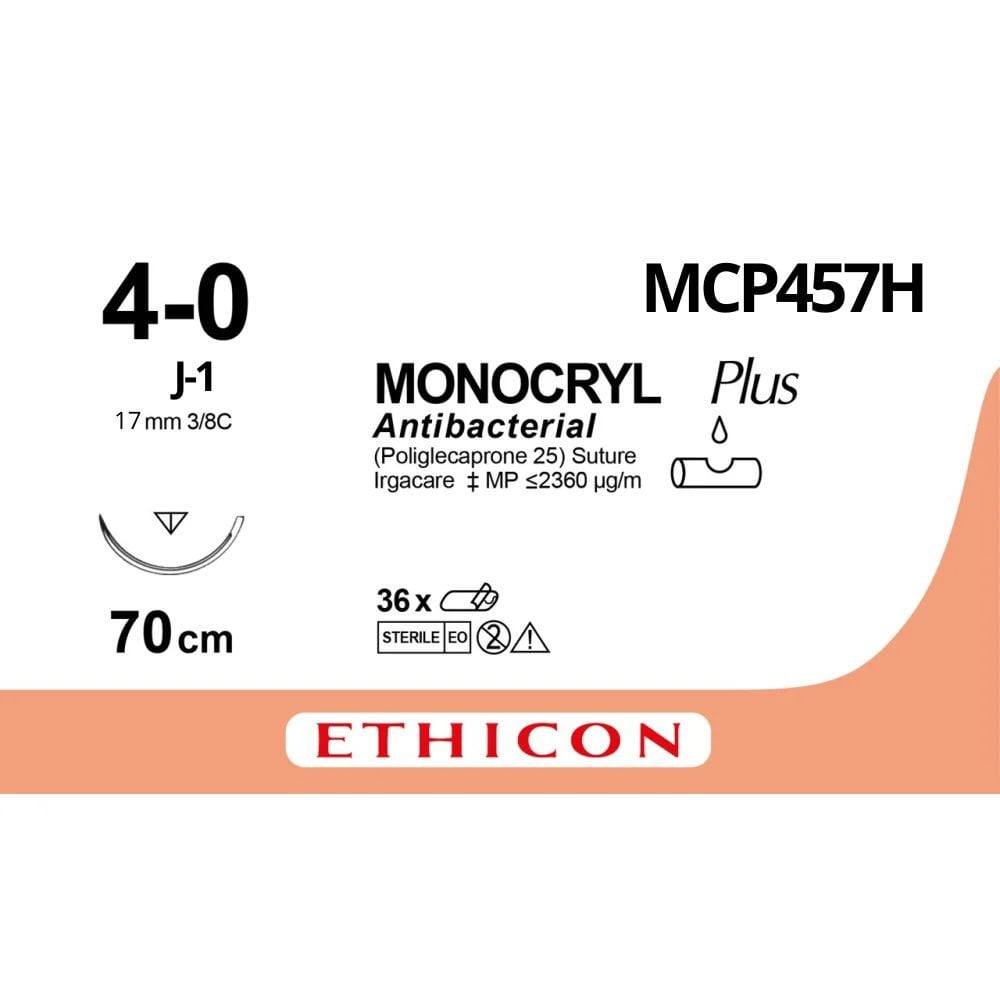 Monocryl Plus incolore résorbable 4-0 /70 cm - 17 mm (bte de 36) 