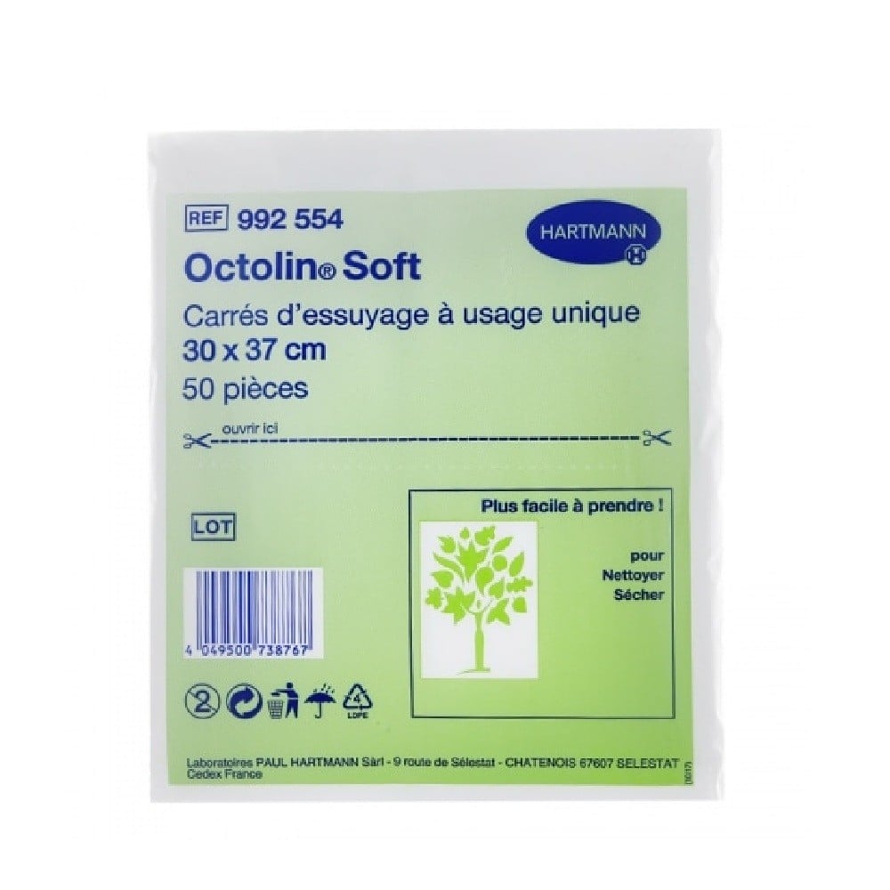 Carrés d'essuyage Octolin soft non tissé - 30 x 37 cm - sachet de 50