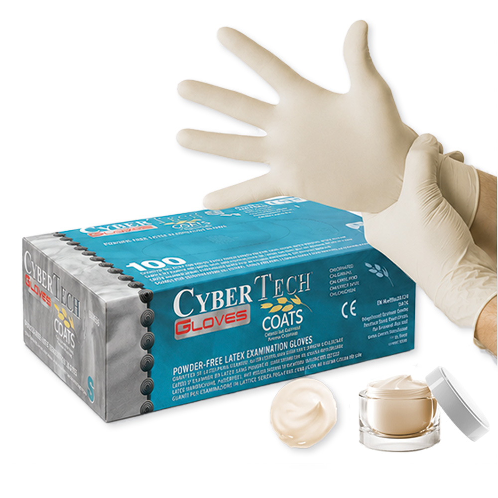 Gants enduits de crème au son d'avoine non poudrés - boîte de 100