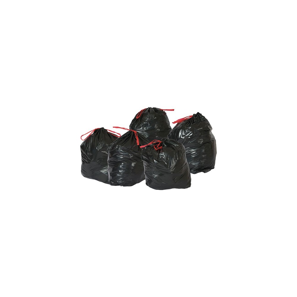 Sacs poubelle noirs 50L liens coulissants (200)