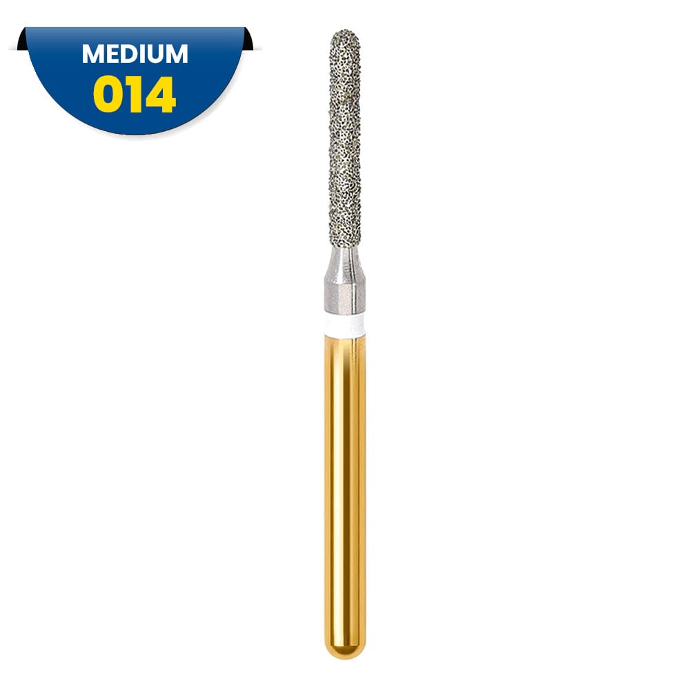 4ZR- Fraise diamantée FG cylindrique à bout rond - 314 014 Grain M - blister de 5