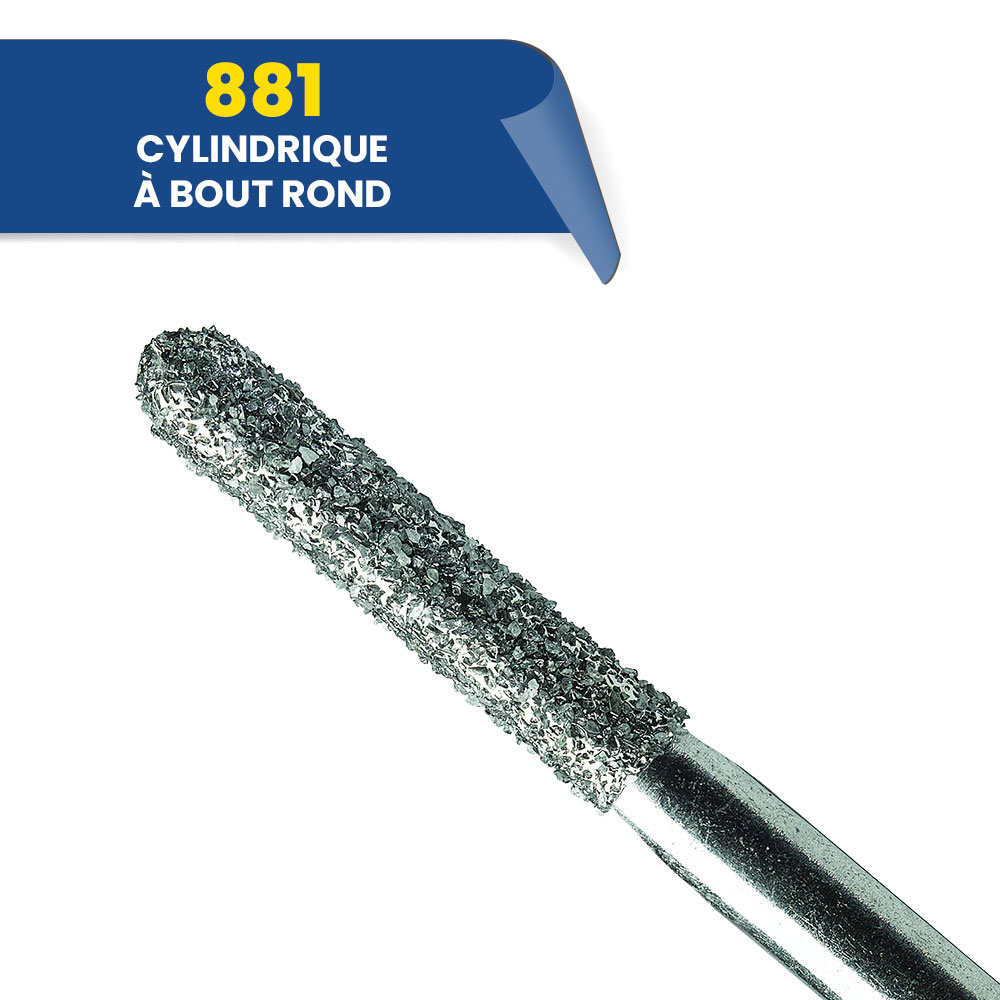 Fraise diamantée FG cylindrique bout rond - stérile - 881 - 314 012C (bte de 25)