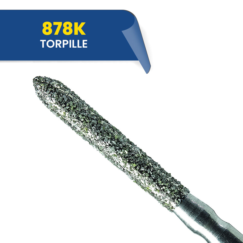 878 - Fraise diamantée FG torpille 314 014 Gros (bte de 25)