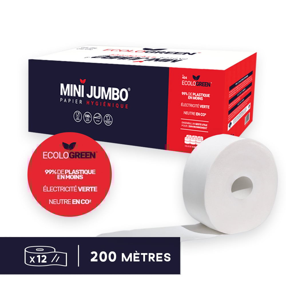 Papier hygiénique 200m - 2 plis - blanc (12 rouleaux)