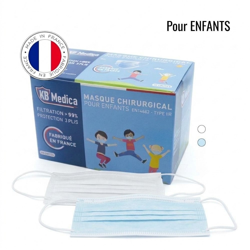 Masque chirurgical enfant type IIR KBMEDICA - boîte de 50