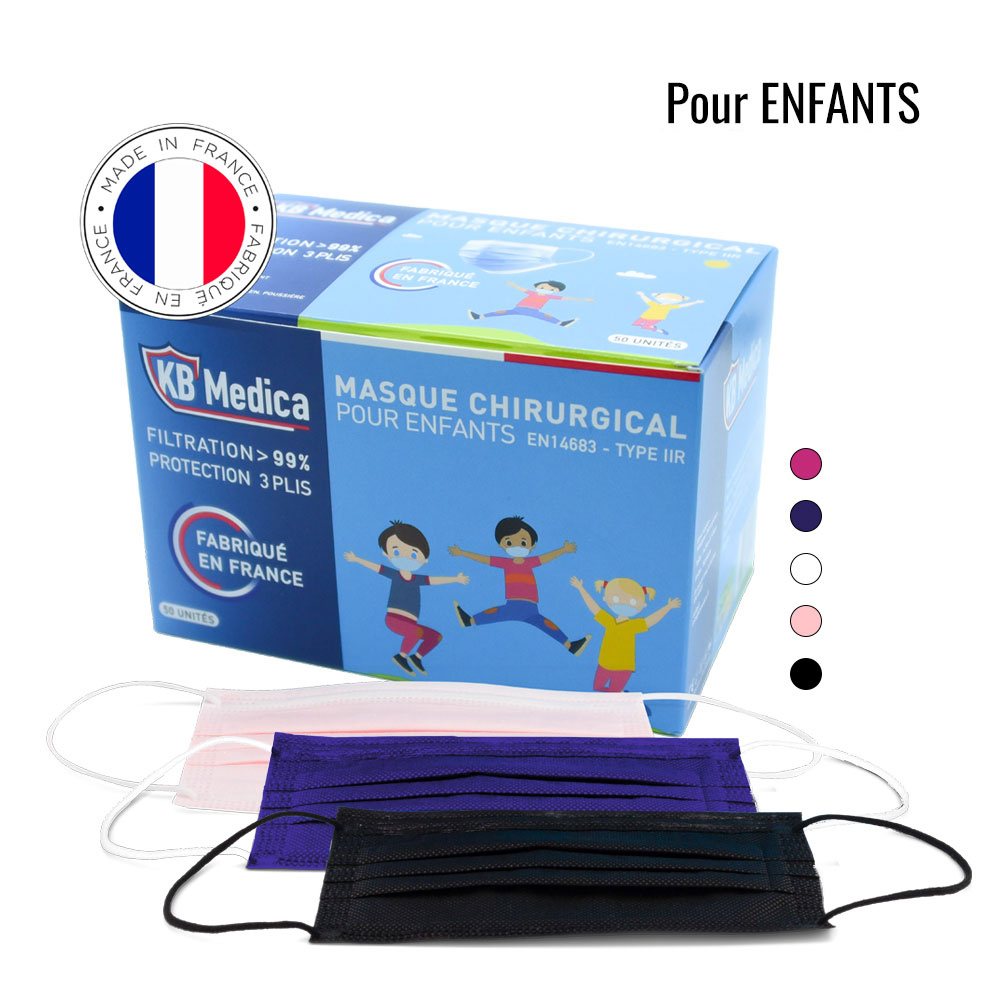 Masque chirurgical enfant type IIR KBMEDICA - boîte de 50