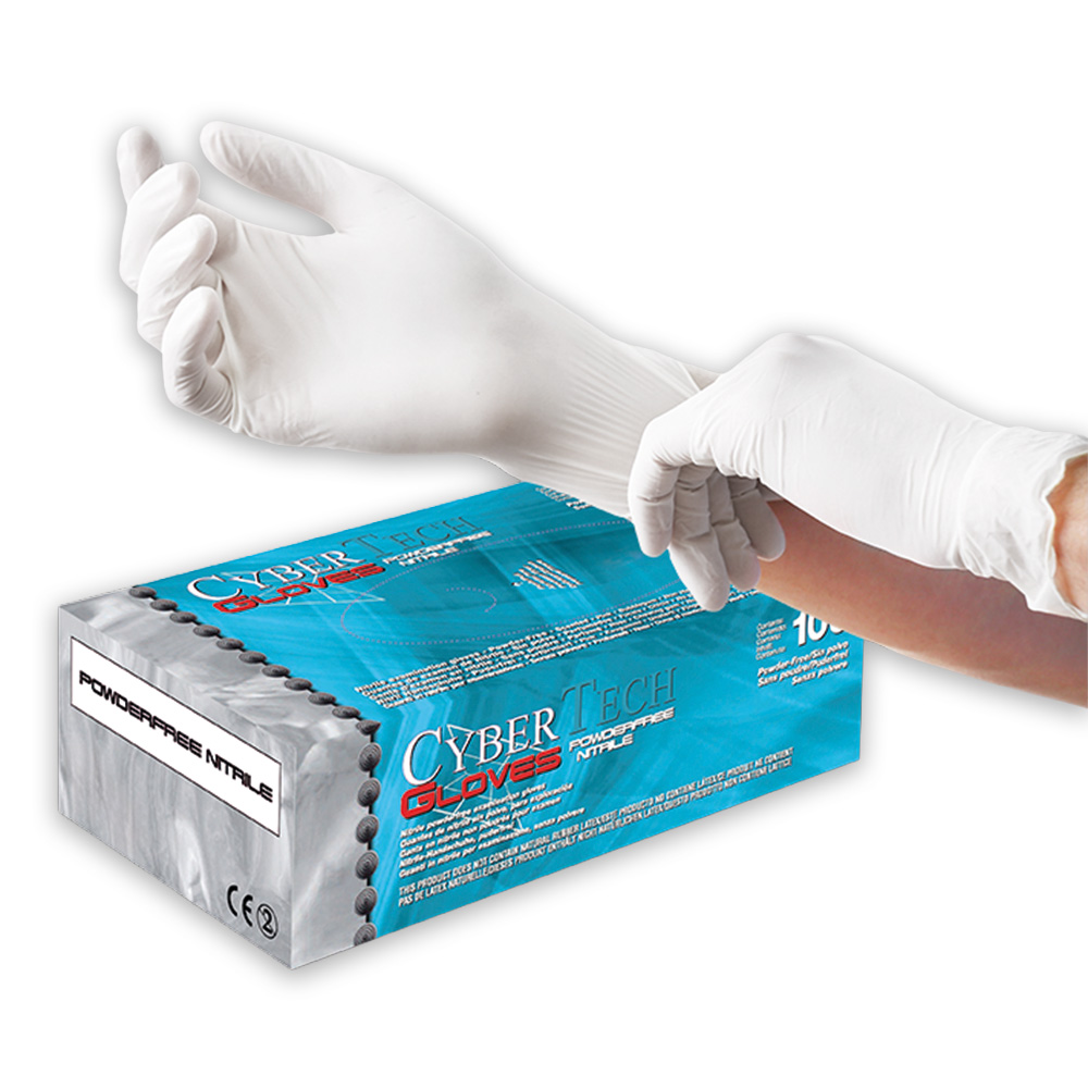 Gants nitrile sans poudre - blanc - taille M (100)