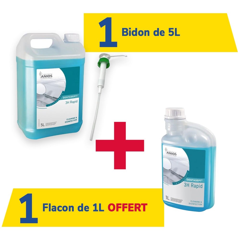 1 bidon de 5L Dentasept 3H Rapid + 1 flacon de 1L offert