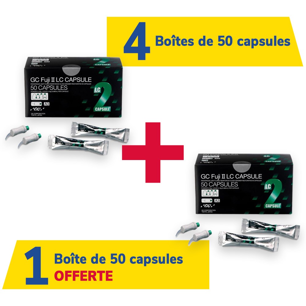 4 boîtes de 50 capsules Fuji II LC + 1 boîte offerte