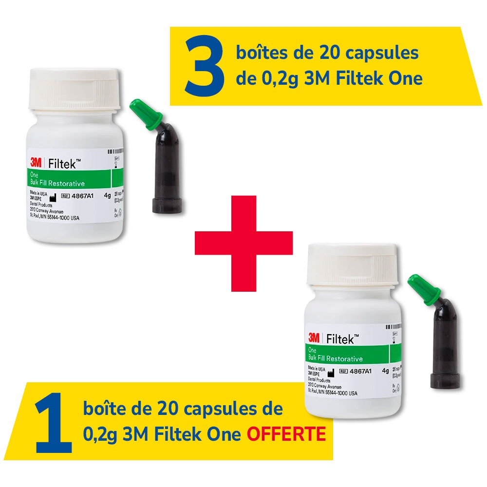 3 boîtes de 20 capsules de 0,2g 3M Filtek One + 1 offerte