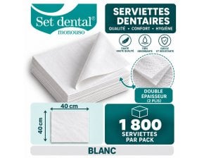 Serviettes papier 2 plis blanches - 40 x 40 cm - colis de 1800