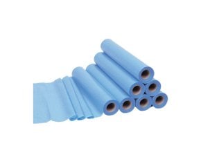 Serviettes plastifiées bleues - 50 x 38 cm - 6 rouleaux de 180 serviettes