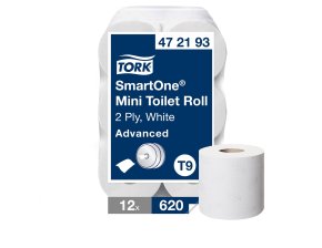 Papier toilette blanc 2 plis SmartOne Mini T9 - colis de 12 rouleaux