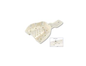 Porte-empreintes Miratray perforé en plastique blanc à usage unique