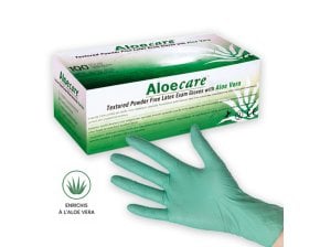 Gants latex sans poudre à l'aloe - boîte de 100