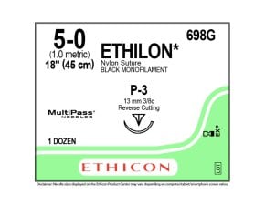 Fil de Suture Ethilon noir - 5/0 - 45 cm - non résorbable