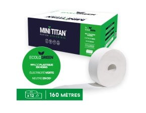 Papier toilette Mini Titan 160m - 2 plis - blanc (12 rouleaux)