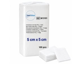 Compresses non tissées non stériles 4 plis 5 x 5 cm - paquet de 100
