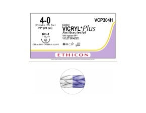 Fil Vicryl Plus 4/0 70cm - violet - boîte de 36