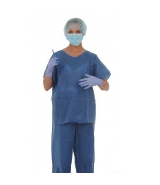 Pyjamas manches courtes non stériles bleus - taille L - lot de 50 