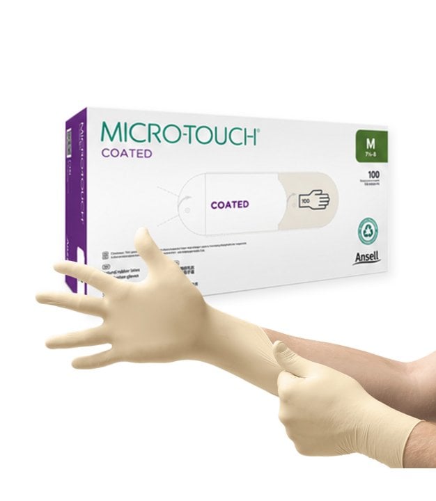 Gants latex non poudrés Micro-Touch Coated - boîte de 100