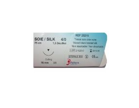 Fil Suture Soie Noire 4/0 3/8 Pt 23 Mm