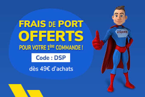 Frais de port offerts pour votre premi&egrave;re commande Doctor Strong avec le code DSP, d&egrave;s 49 &euro; d&rsquo;achats 